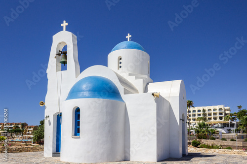 Church of St. Nicholas on Kalamis Beach, in Protaras Cyprus  photo