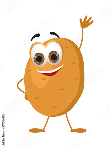 Funny Potato with eyes on white background