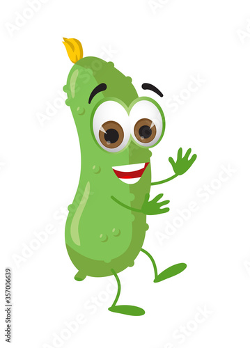 Funny Cucumber with eyes on white background