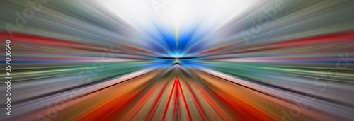 Glowing tunnel. Perspective road. Space motion abstract background.