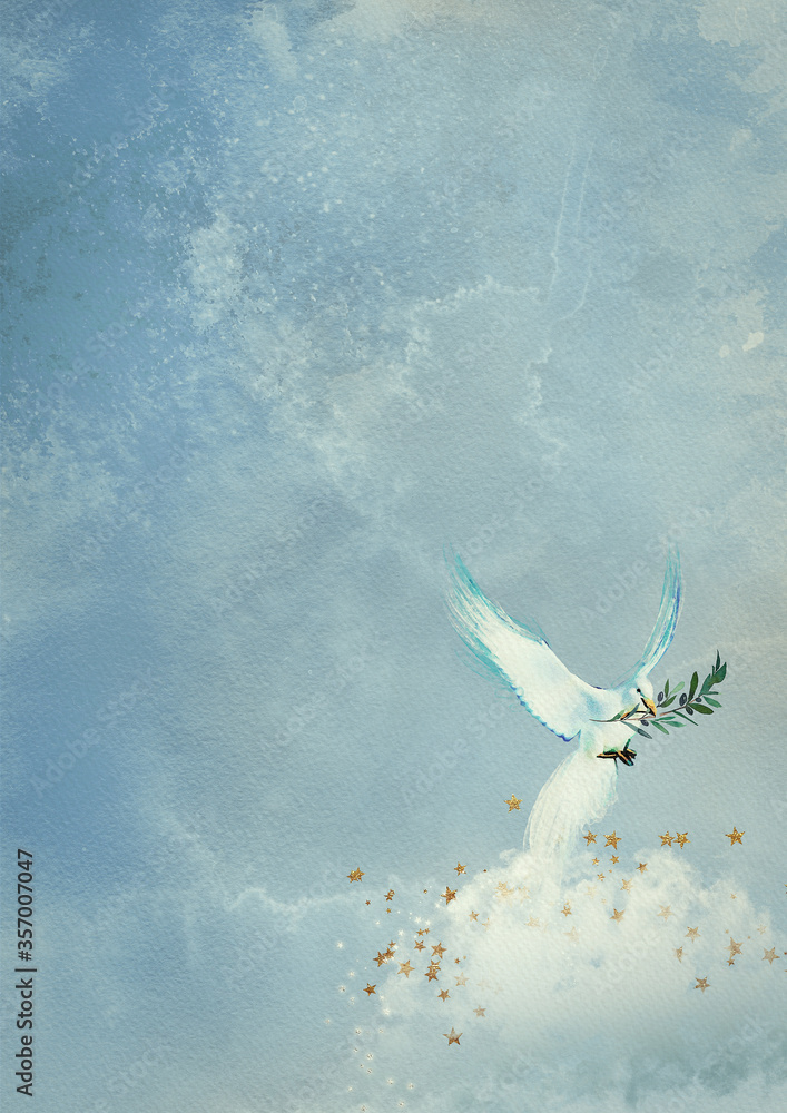 Dove of peace. Watercolor concept background Stock Illustration | Adobe