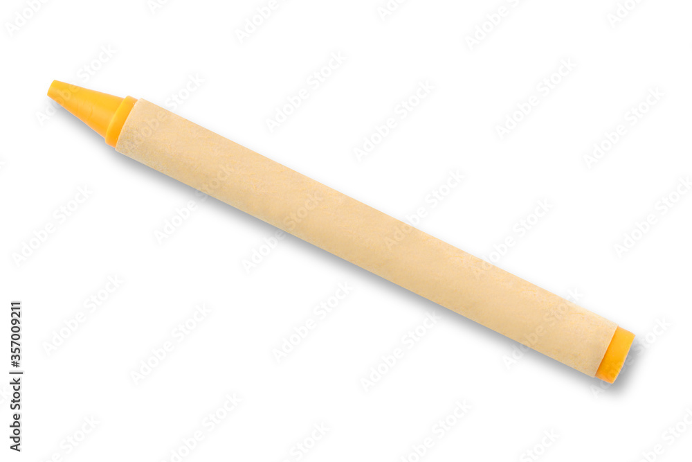 Yellow wax crayon on white background with clipping path to remove shadow Yellow wax crayon on white background with clipping path to remove shadow