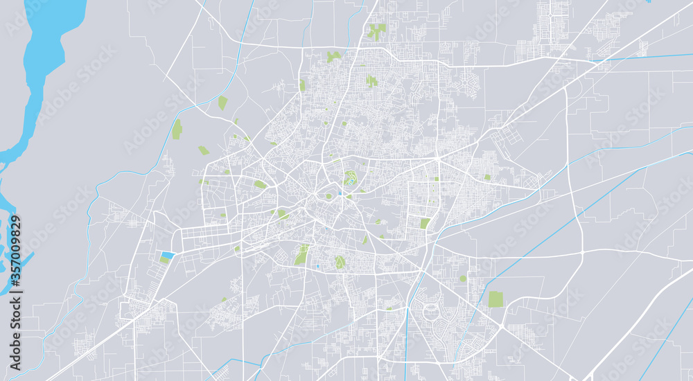 Urban vector city map of Multan, Pakistan