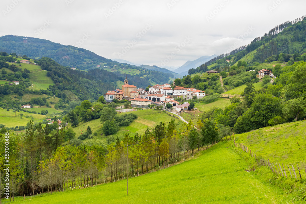 beautiful town of basque country countryside, Spain