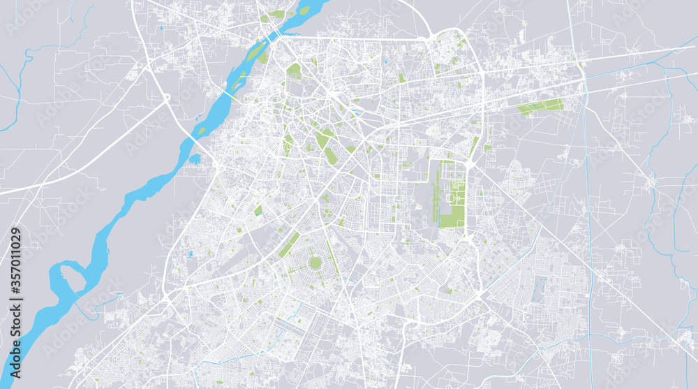 Urban vector city map of Lahore, Pakistan