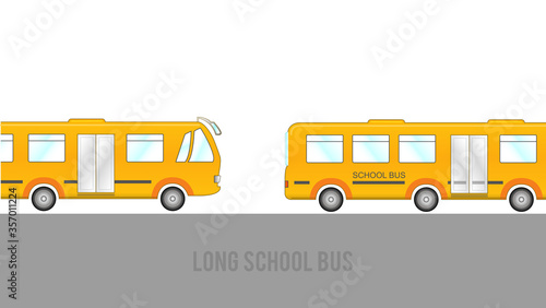 School bus yellow orange icon in animation style isolated