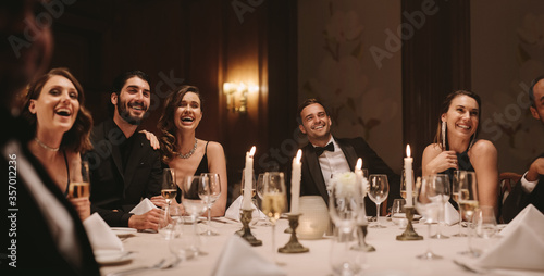 High society people having gala dinner party