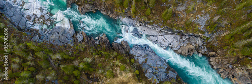 Aerial Vertical View Over The Surface Of A Mountain River Glomaga, Marmorslottet , Mo i Rana © Pavel Timofeev