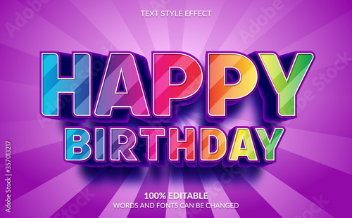 Editable Text Effect, 3D Happy Birthday Text Style