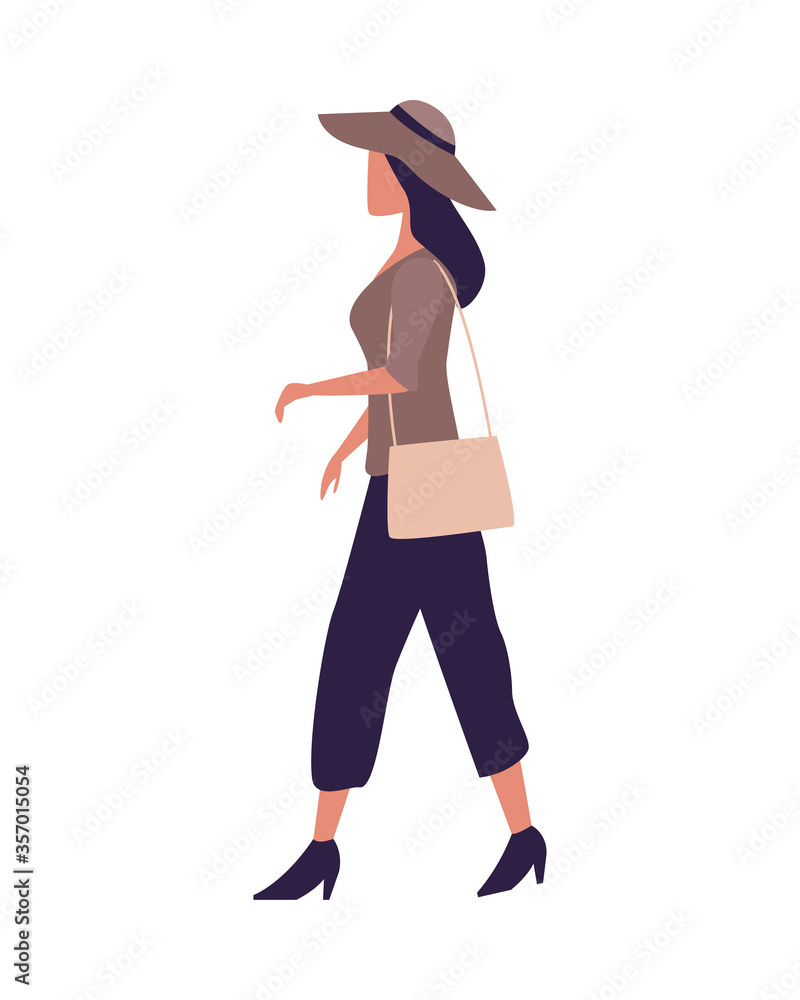 young woman fashion wear with elegant bag character