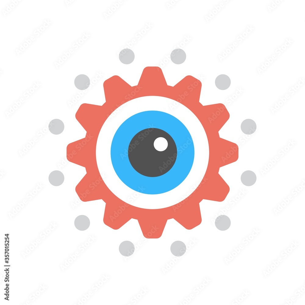 Gear and eye symbol icon illustration. Digital eye sign. Gear and eye symbol icon illustration. Digital eye sign.