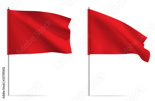 Red clean horizontal waving template flag.