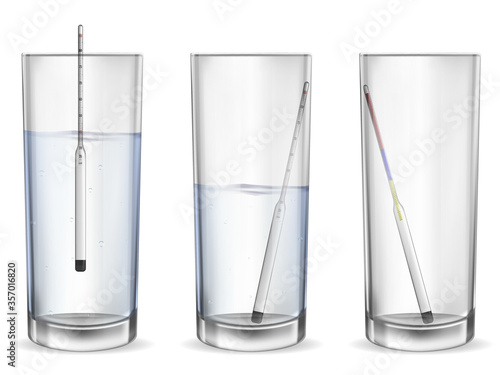 Realistic alcohol meter in a glass. Vector