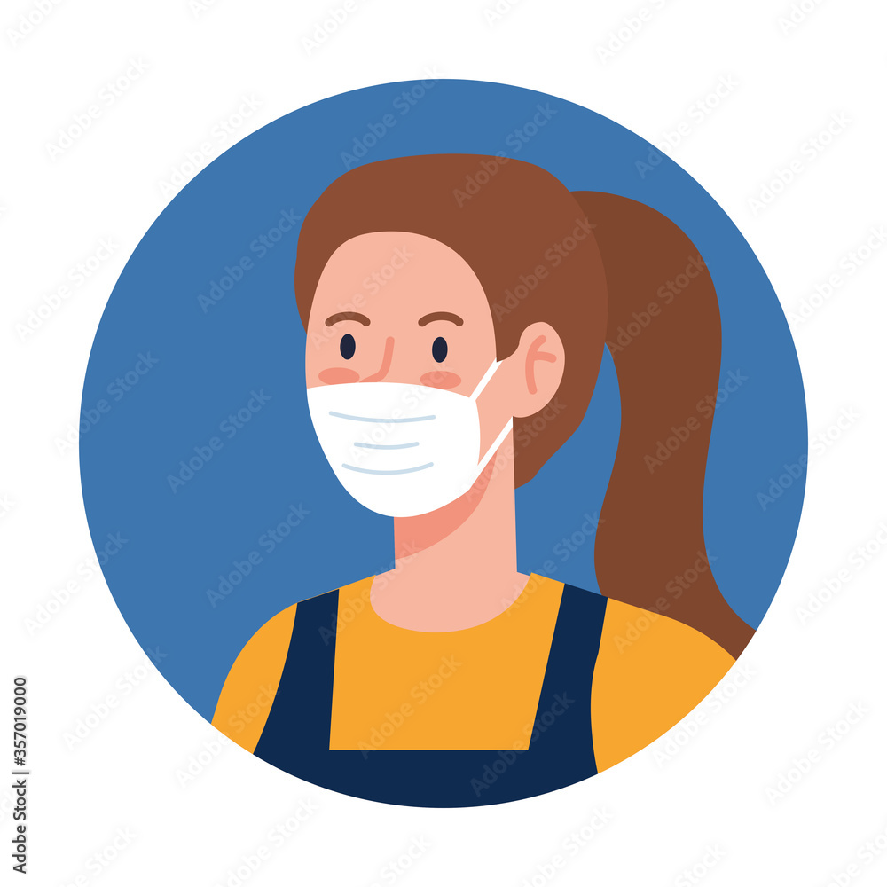 Female gardener with mask and apron design, Workers occupation and job theme Vector illustration