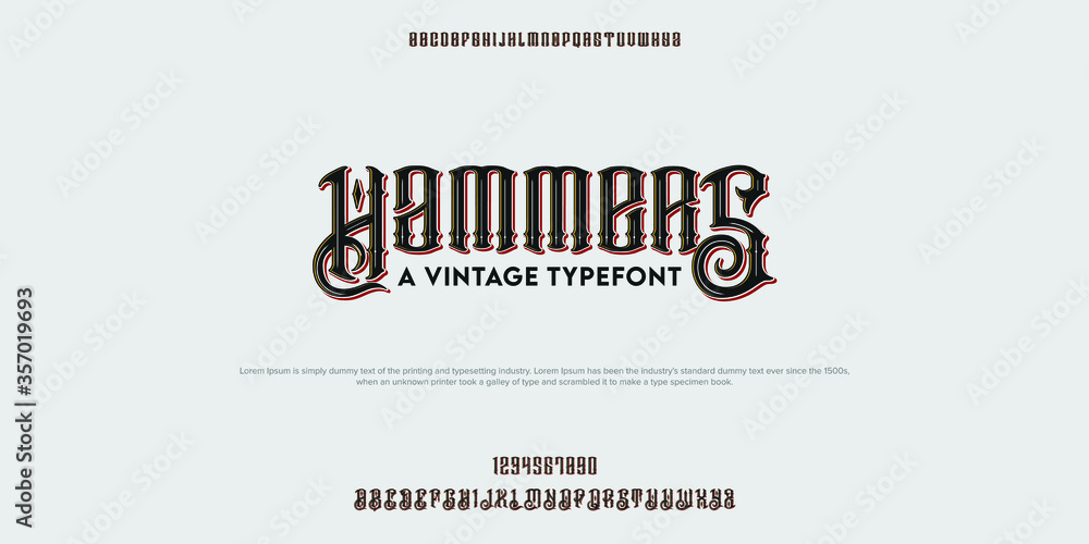 Classic and vintage alphabet typography. Vector illustration font set. Timeless typeface.