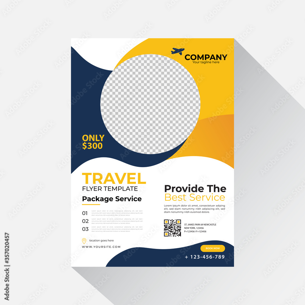 Travel flyer template design with contact and venue details Travel flyer template design with contact and venue details
