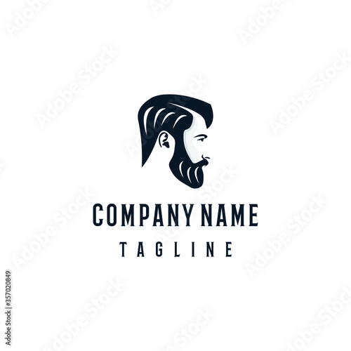 Bearded Man Character Drawing Illustration Face Graphic Babershop Haircut Vector Logo Design