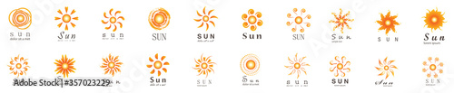 Abstract Sun Logo And Icon Set - Isolated On White Background, Vector Illustration. Abstract Sun Logo And Icons For Solar Energy Logo And Sunburst Icon Design. Abstract Sun, Vector Illustration