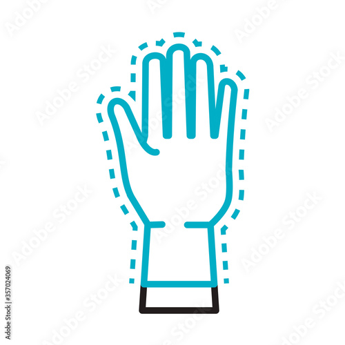 hand with rubber glove line style icon