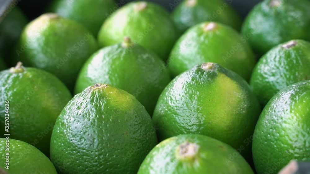 harvest of fresh green limes. selective focus. blur background harvest of fresh green limes. selective focus. blur background