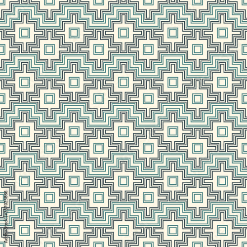 Chakana inca crosses seamless pattern. Ethnic embroidery print. Ornamental folk wallpaper. Native american ornament
