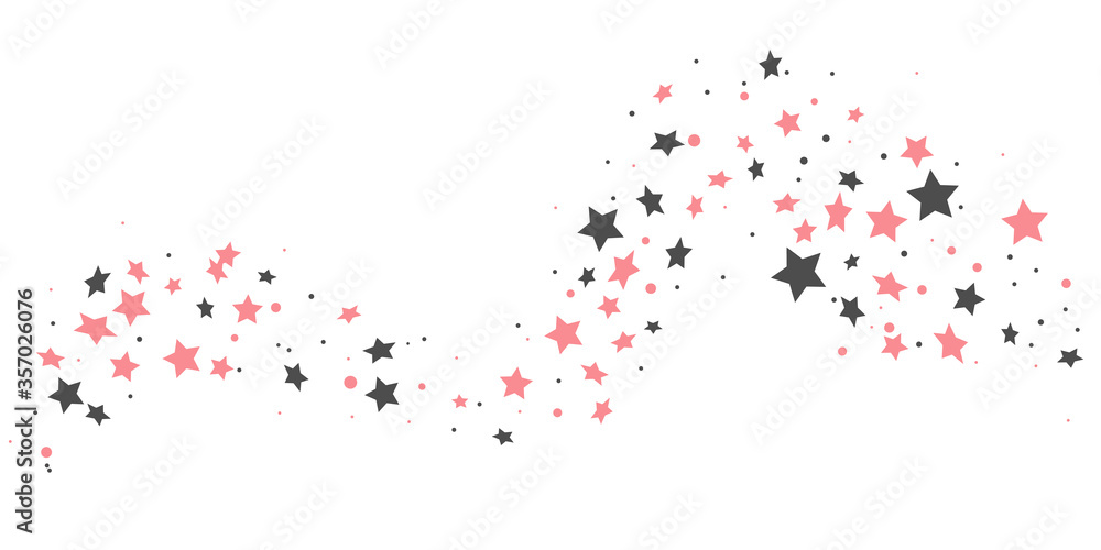 Confetti of shooting stars. Multi-colored stars. Luxury holiday background, greeting card. Abstract texture on a white background. Design element. Vector illustration, eps 10.