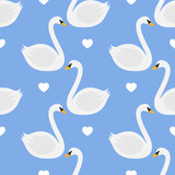 Seamless pattern with swans. Vector illustration
