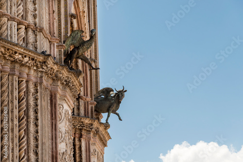 Valokuva Italy, Orvieto,detail of the facade of the Duomo di Orvieto,symbols and decorati