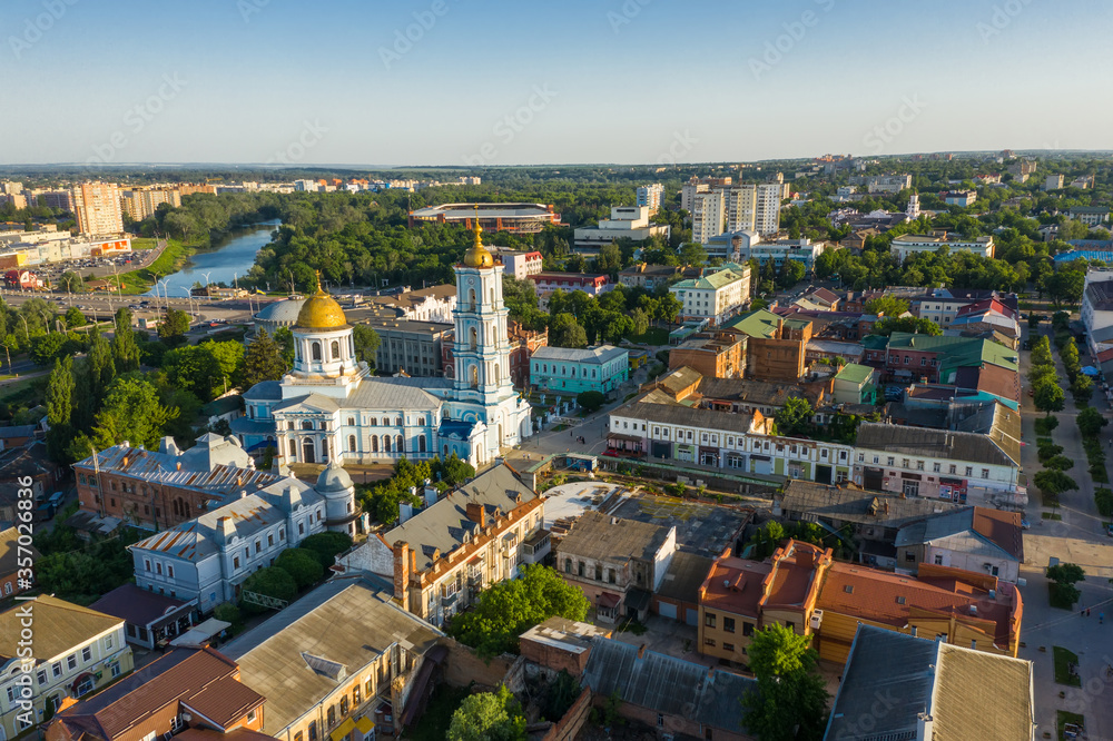 City Sumy, the capital of Sumy region, Ukraine, Europe aerial view
