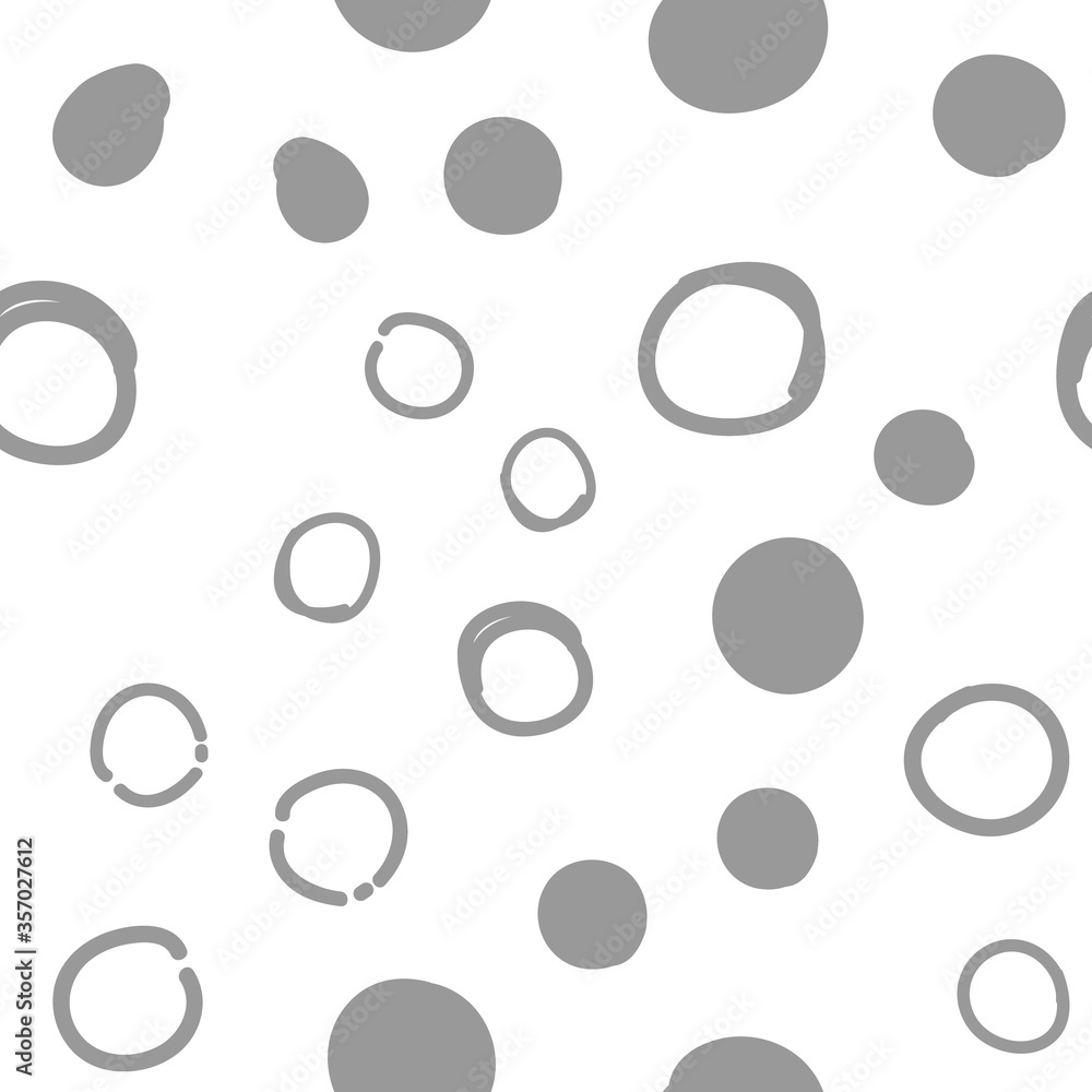Circles seamless pattern. Random doodle dots texture background. Hand drawn design.