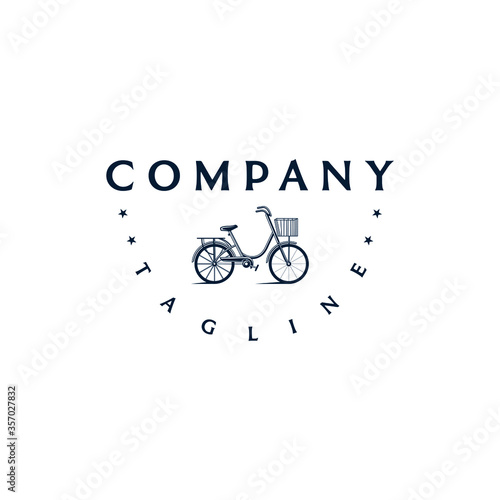 Bicycle logo design template. Awesome a bicylce with star logo. A bicycle lineart logotype.