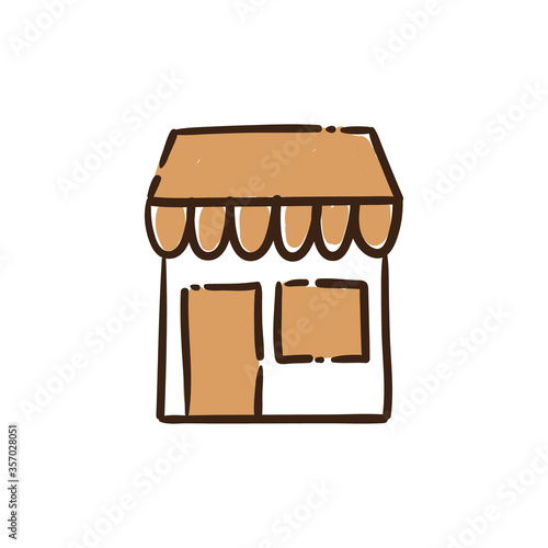 Coffee shop store doodle vector icon. Cafeteria symbol. Hand drawn illustration.