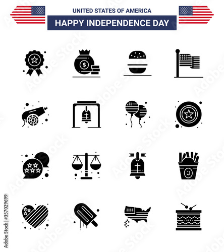 Set of 16 USA Day Icons American Symbols Independence Day Signs for canon; usa; burger; thanksgiving; american photo