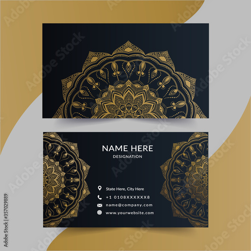 Vector vintage visiting card. Floral mandala pattern and ornaments