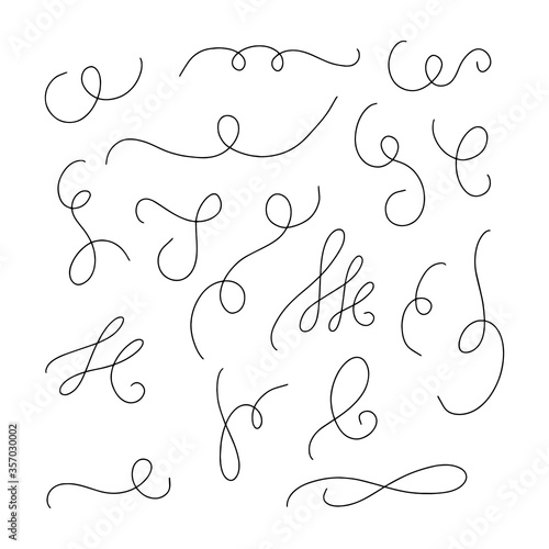 Swirls and curves. Underlines, borders, dividers. Vector set of notebook doodles. Collection of hand drawn flourishes. photo