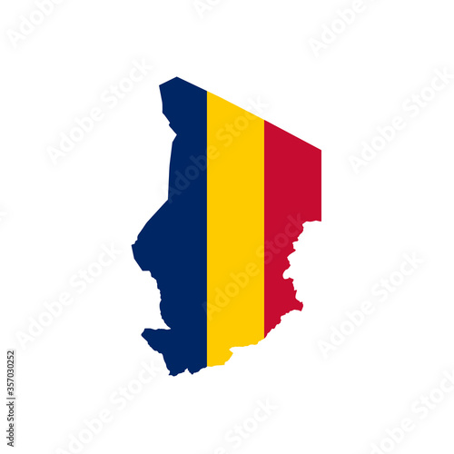 Vector illustration of Chad flag map. Vector map. photo