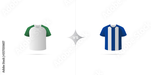 Augsburg versus Hertha. Soccer jersey with shadow. Vector illustration. photo