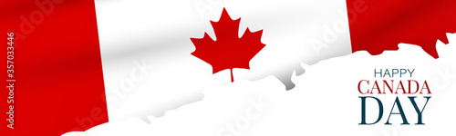 Canada day banner or header background. July 1 national holiday. Canadian flag with maple leaf. Vector illustration red and white colors.