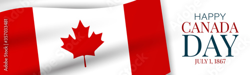 Canada day banner or header background. July 1 national holiday. Canadian flag with maple leaf. Vector illustration red and white colors.