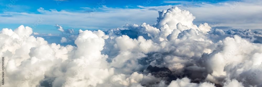 Blue sky background with tiny clouds in panoramic view. Mount Blanc. Blue sky background with tiny clouds in panoramic view. Mount Blanc.