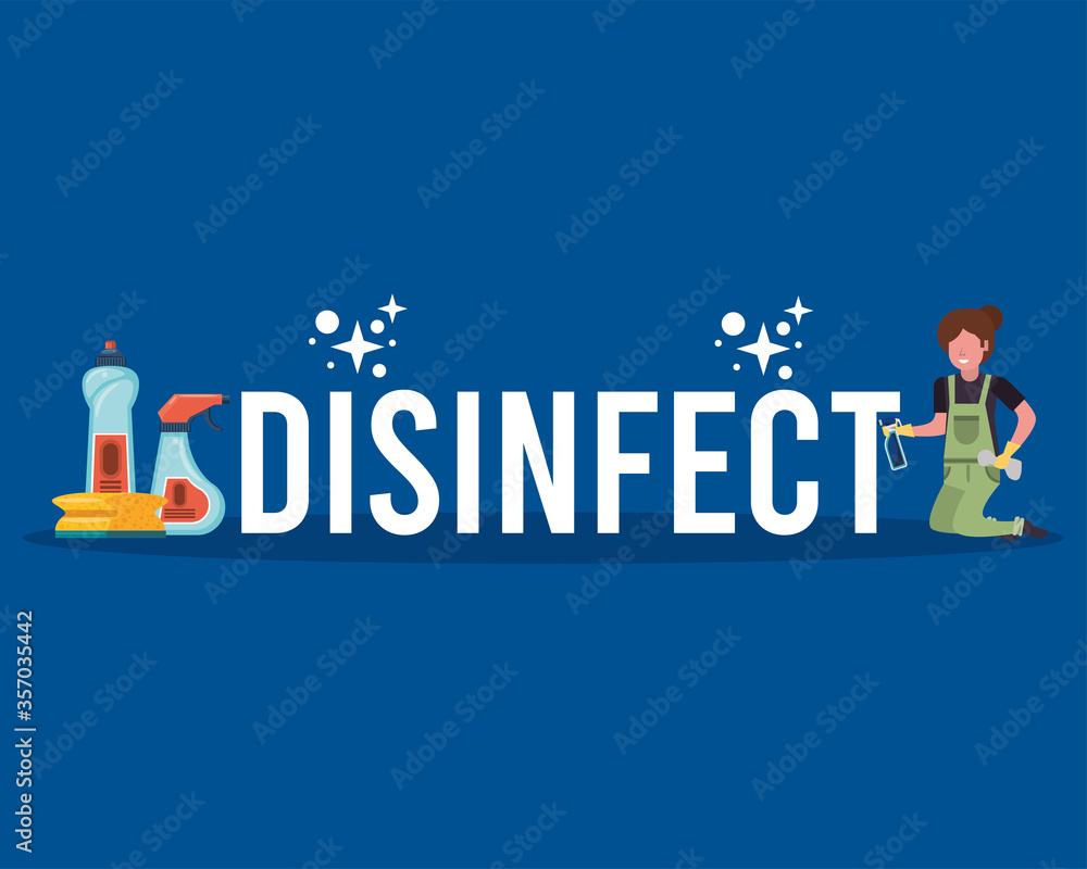 woman working with housekeeping tools disinfect your house woman working with housekeeping tools disinfect your house