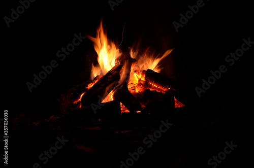 warm and cozy campfire in night