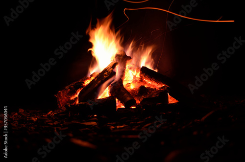 warm and cozy campfire in night
