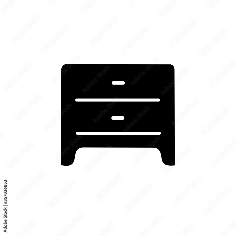 Nightstand vector icon, bedroom nightstand. Isolated on white background. Nightstand vector icon, bedroom nightstand. Isolated on white background.
