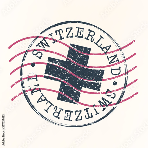 Switzerland Stamp Postal. Silhouette Seal. Passport Round Design. Vector Icon. Design Retro Travel.