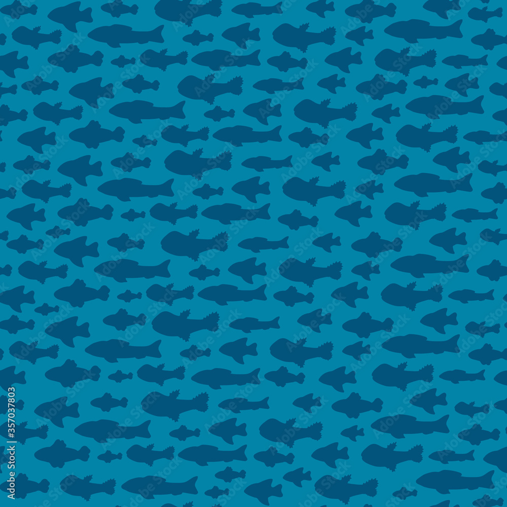 Seamless pattern with fish silhouettes. Vector hand-drawn illustration ...