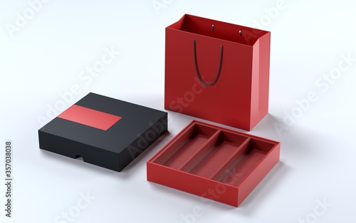 3D rendering gift box handbag