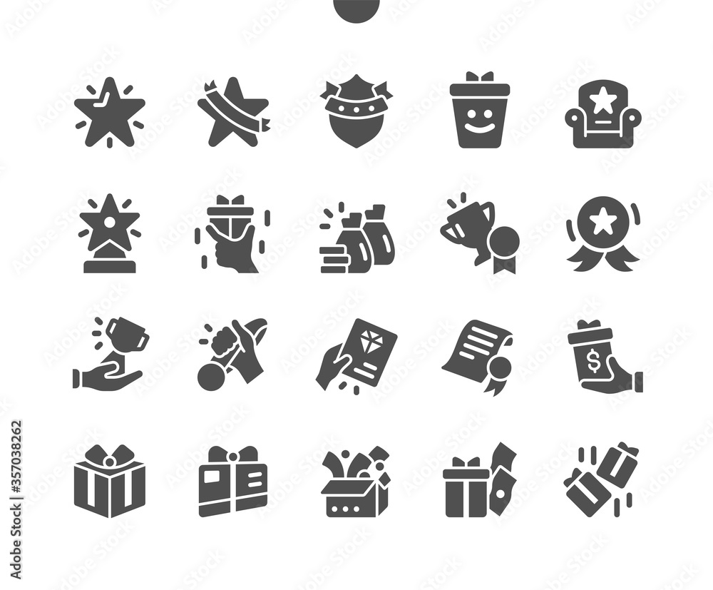 Rewards Well-crafted Pixel Perfect Vector Solid Icons 30 2x Grid for Web Graphics and Apps. Simple Minimal Pictogram