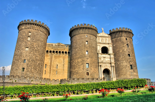 Castel Nuovo or "New Castle" often called Maschio Angioino - medieval castle located in front of Piazza Municipio in central Naples. 