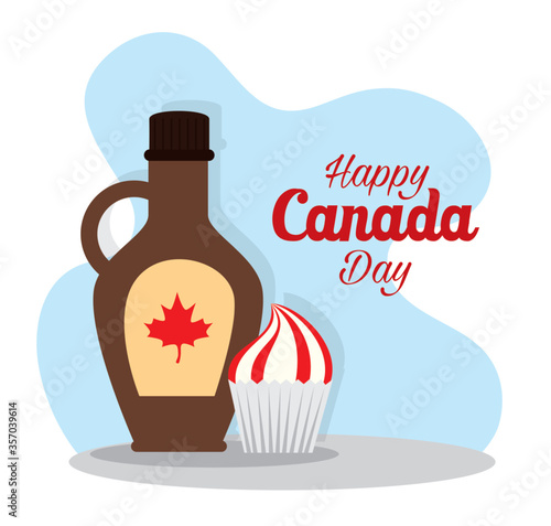 Canadian maple syrup and cupcake design, Happy canada day holiday and national theme Vector illustration